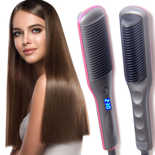 Hair Straightener Brush Ceramic Heating Hair Straightening