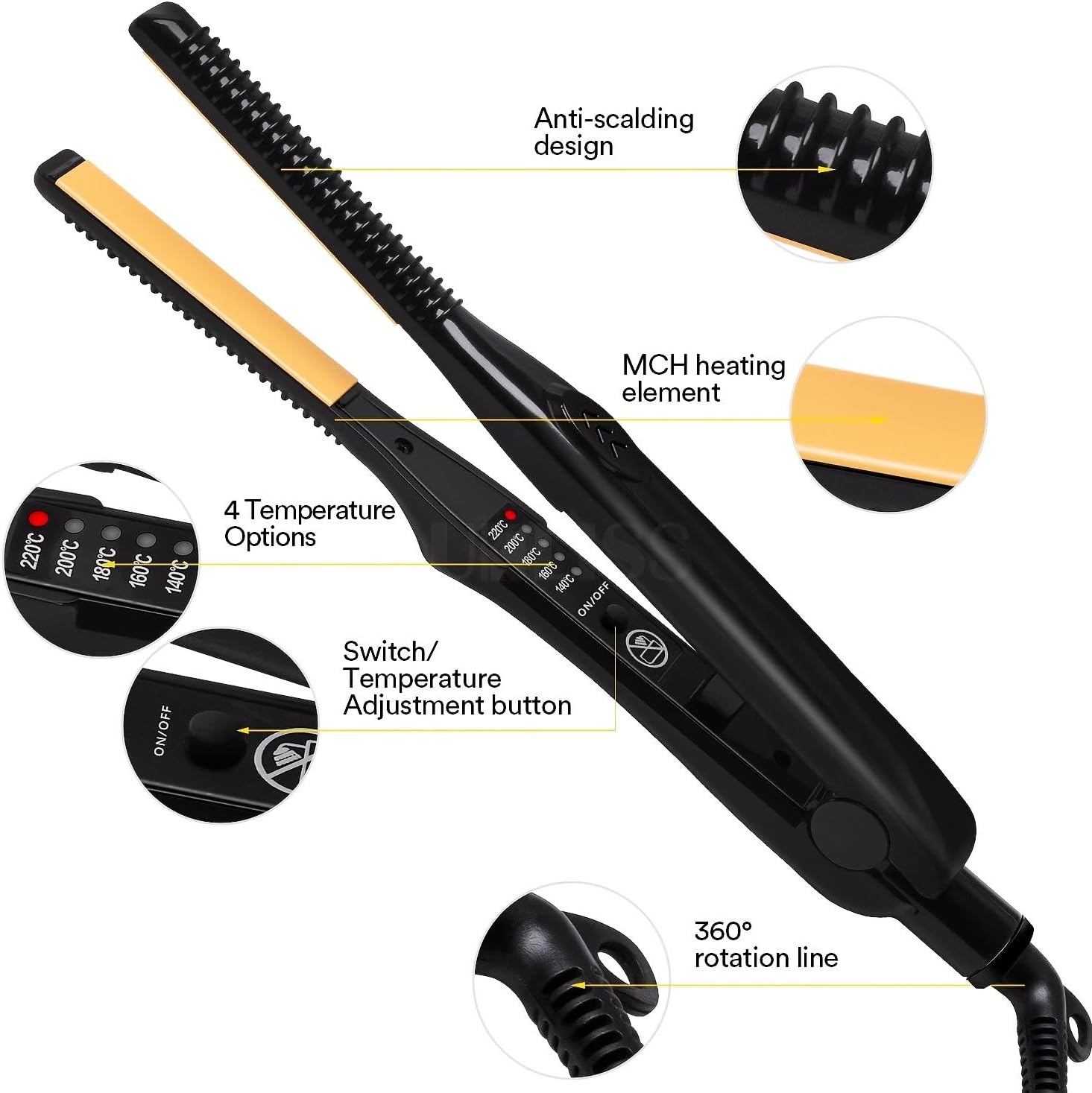 Mini Curling Iron for Short Hair, Thin Hair Straightener