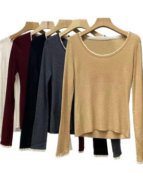 拼色圆领长袖针织衫257016JX