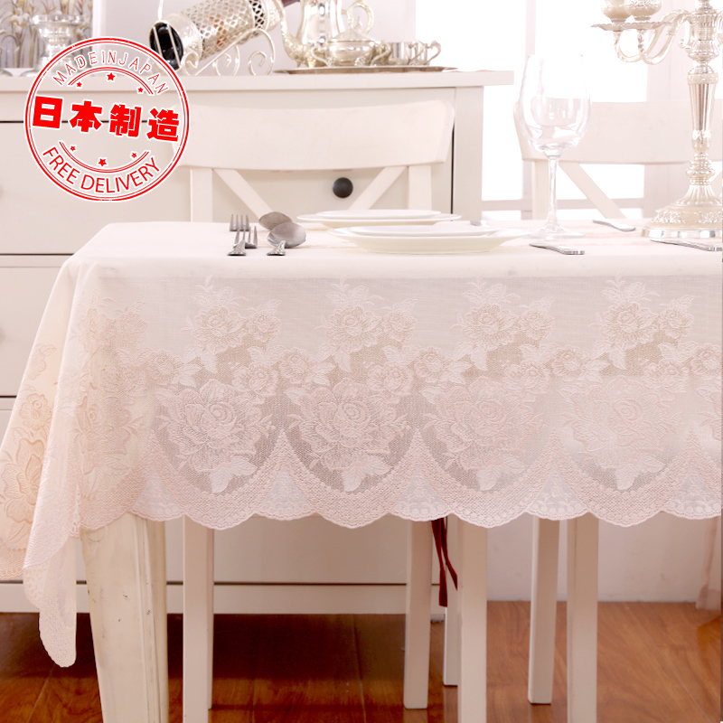 日本进口pvc欧式防水长方形耐高温蕾丝客厅餐桌茶几的桌布(用5元券)
