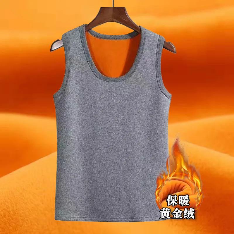 秋冬季加绒加厚保暖背心男士防寒
