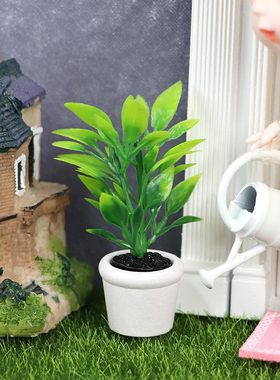1:12娃娃屋dollhouse配件迷你绿色盆栽绿植场景模型装饰摆件小树