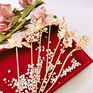 国风复古重工蝶恋花系列发簪保色女气质古风汉服发饰头饰饰品