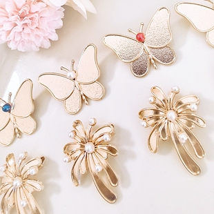 经典蝴蝶非遗胸针螺钿烟花灿烂胸花别针diy仿烧蓝配饰胎底材料