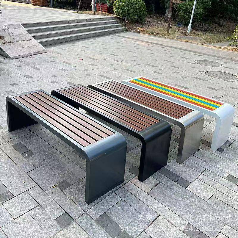 塑木椅庭院广场可移动排椅长公园椅户外长椅不锈钢公园椅长条凳