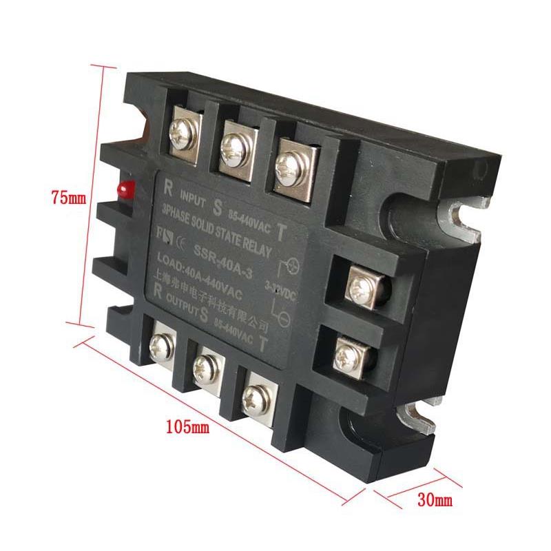 工业三相固态继电器SSR-40A-3工业级三相固态继电器交流控制交流