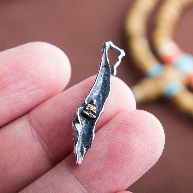 s925纯银叶子佛侧挂小卡子吊牌一叶成佛小吊饰文玩珠饰配件