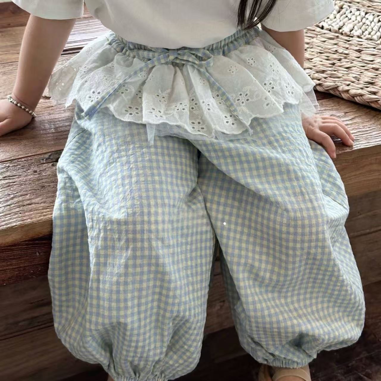 女童爆款格子灯笼裤幼儿园小朋友洋气屁帘防蚊裤夏季薄款裤子夏季