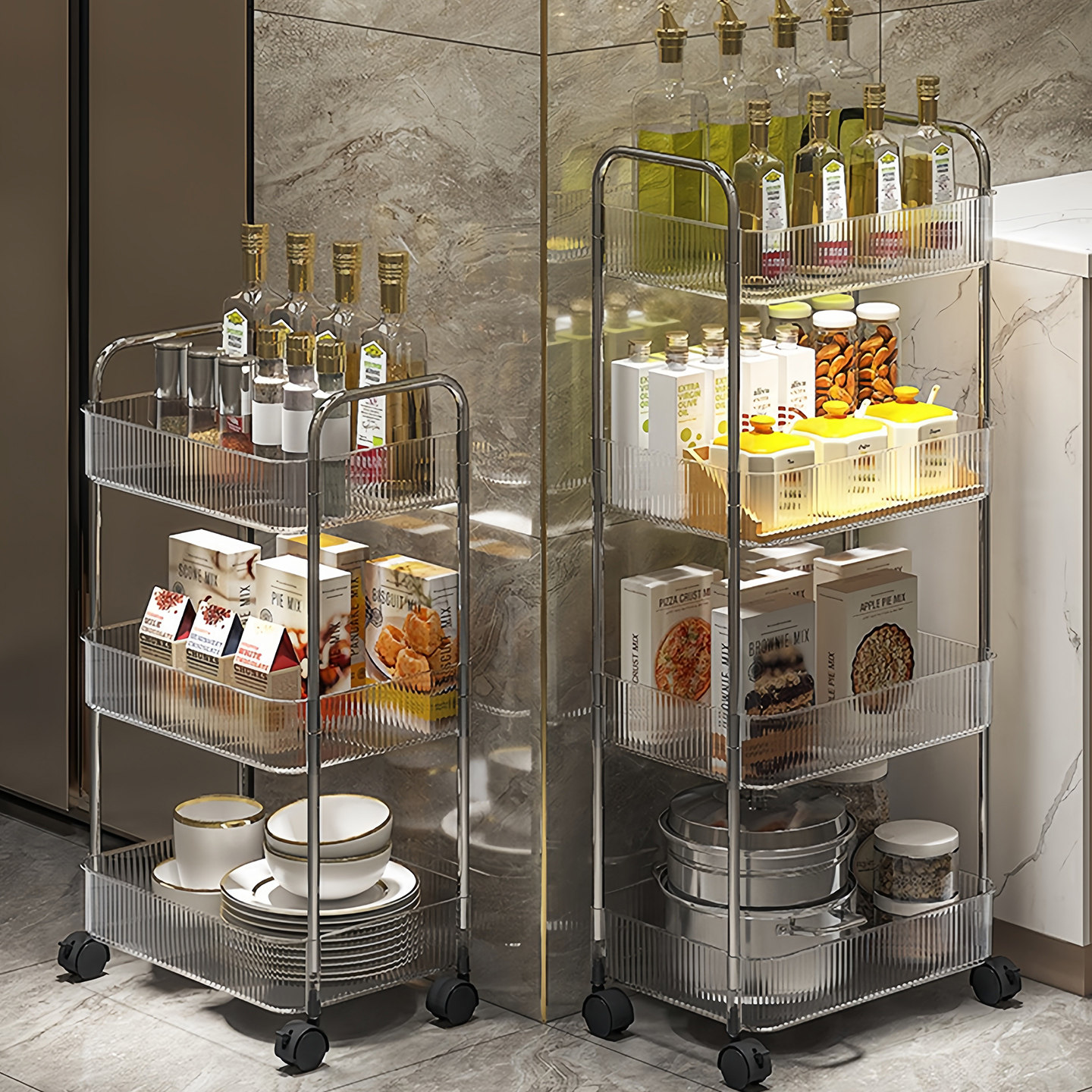 亚克力零食小推车置物架落地移动浴室卫生间收纳盒多层化妆品柜子,住宅家具,搁板/置物架/家用陈列架,淘宝优惠券,粉丝福利购,淘宝优惠卷