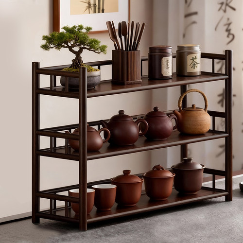 桌面博古架实木小型茶杯架子茶具