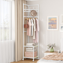转角衣架落地卧室内家用挂衣架墙角衣服挂架简易晾衣架带轮衣帽架