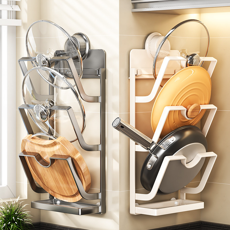 强力吸盘锅盖架厨房壁挂砧板架带接水盘多功能沥水案板收纳置物架,住宅家具,搁板/置物架/家用陈列架,淘宝优惠券,粉丝福利购,淘宝优惠卷