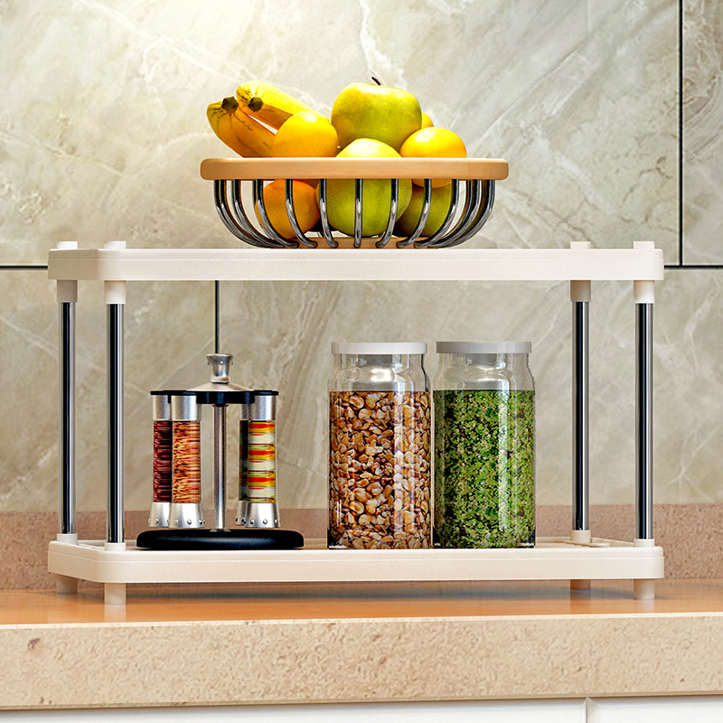 索尔诺置物架 厨房层架塑料落地收纳储物架 浴室客厅整理架子两层