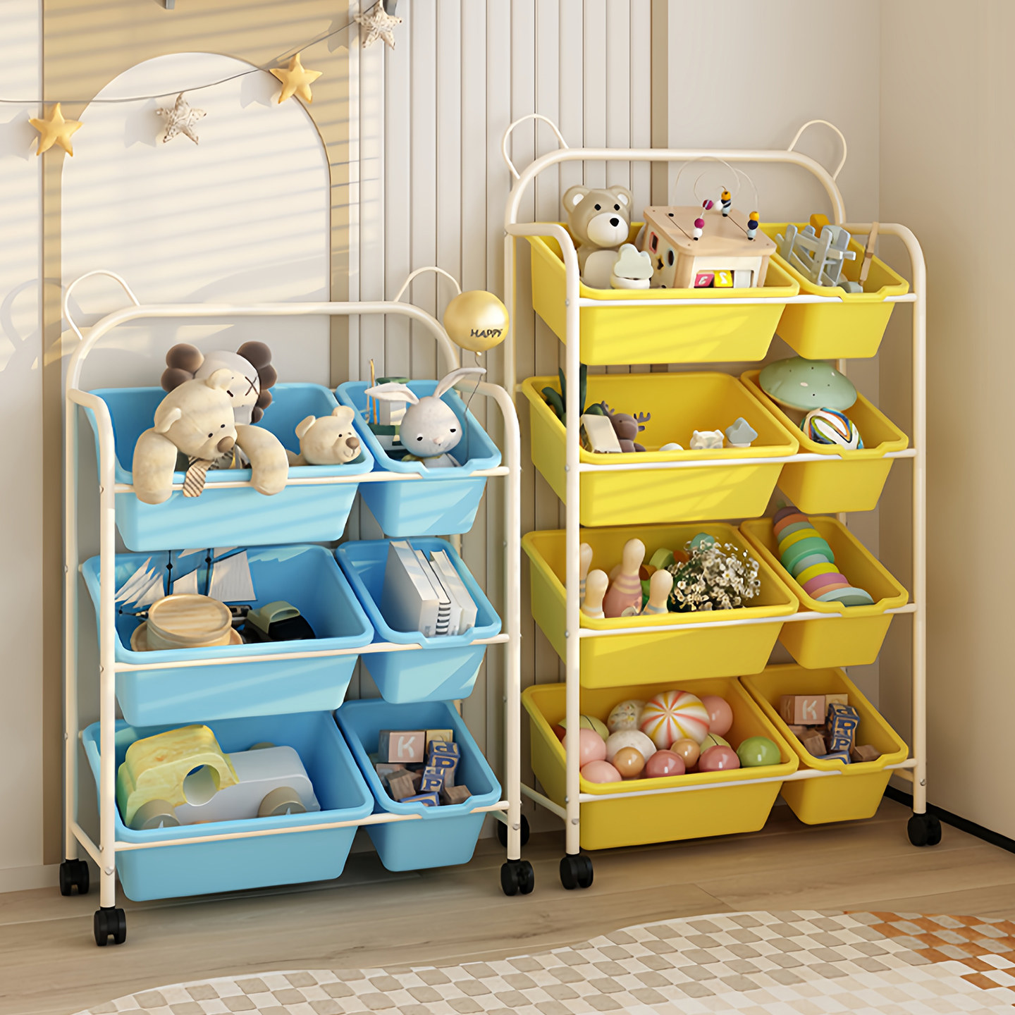 儿童玩具收纳架置物架多层客厅玩具书架二合一收纳推车幼儿园收纳,住宅家具,儿童储物架/收纳架,淘宝优惠券,粉丝福利购,淘宝优惠卷