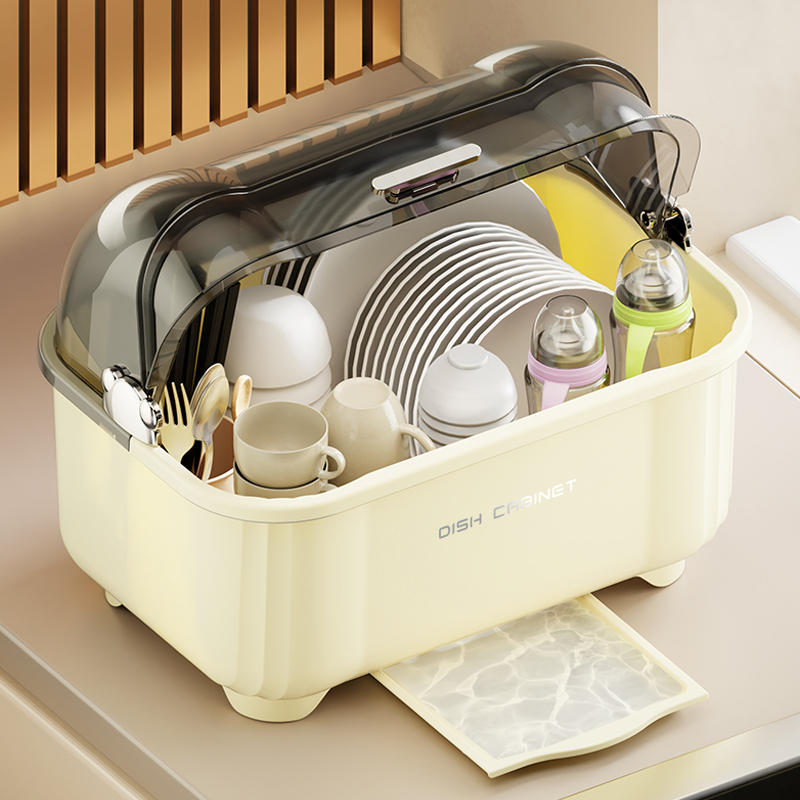 碗筷收纳盒碗碟餐具收纳沥水碗盘架厨房家用带盖碗柜放盘子置物架