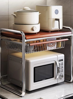 中古实木微波炉置物架厨房多功能台面电饭煲收纳架储物烤箱支架子
