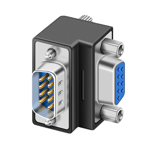 RS232串口插头DB9针串口转接头直角90度270度弯头公转母对转换头