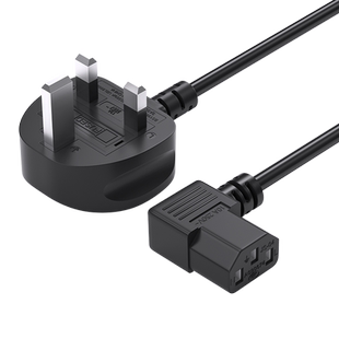 英规品字尾左弯90度弯头电源线三插右弯香港纯铜插头BS认证13A线
