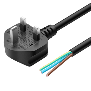 英规电源线3X0.75平方纯铜BS认证英标插头裸线尾香港英国头1.8米