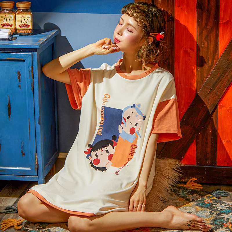 俞兆林睡裙女士夏季短袖韩版可爱甜美时尚薄款学生睡衣棉质家居服