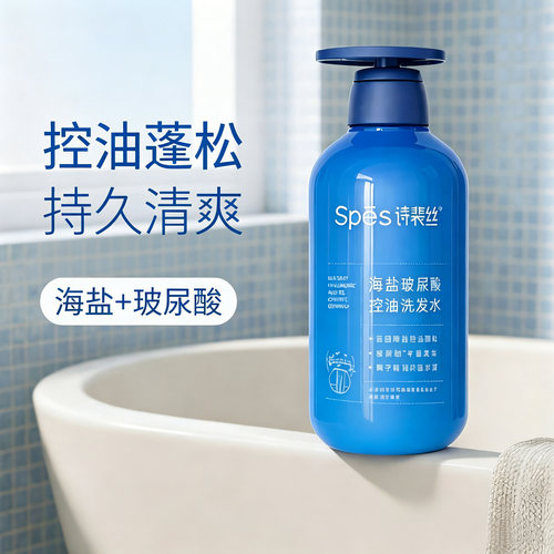 spes诗裴丝海盐玻尿酸洗发水控油蓬松洗发露去屑止痒蓝胖子正品