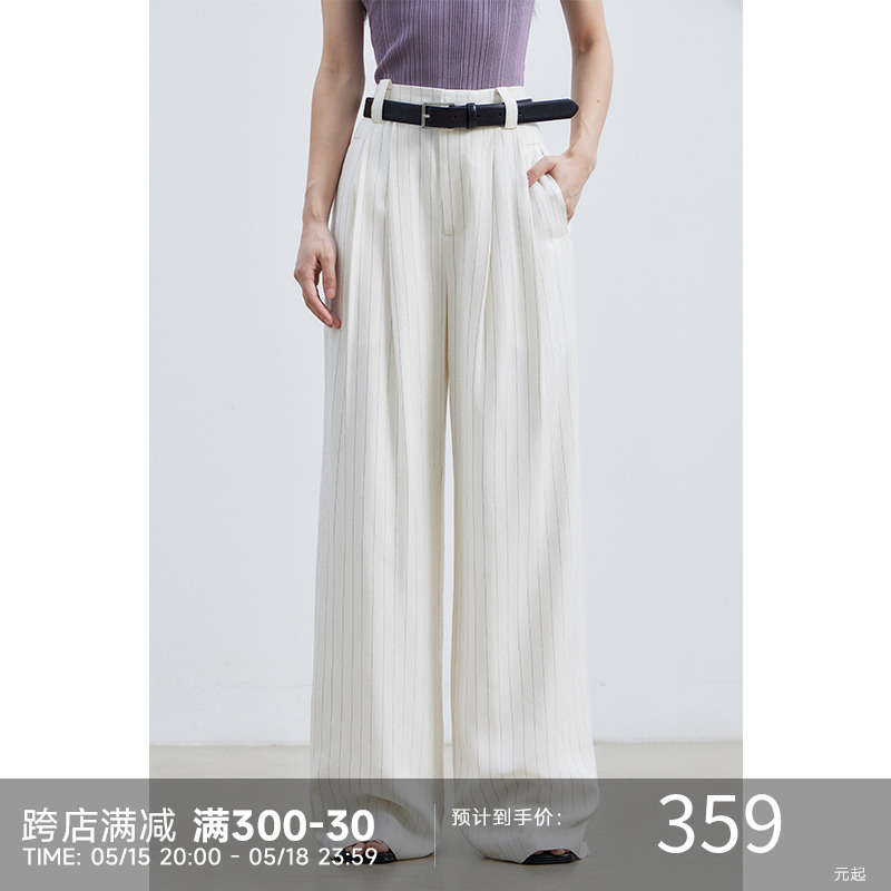 Quiet Luxury醋酸条纹阔腿裤女休闲宽松夏季裤子 女装/女士精品 休闲裤 原图主图