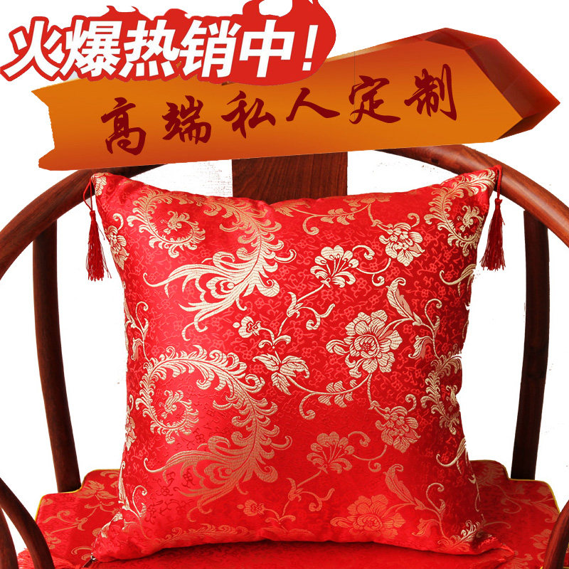 红木沙发靠垫中式抱枕中国风婚庆古典靠背垫茶椅腰枕抱枕含芯特价