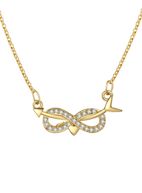 韩版时尚简约8字型永恒爱意锁住你的心硞石镶钻吊坠少女甜美项链