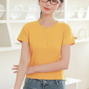 亨利领小衫 t恤女夏百搭舒适 短袖