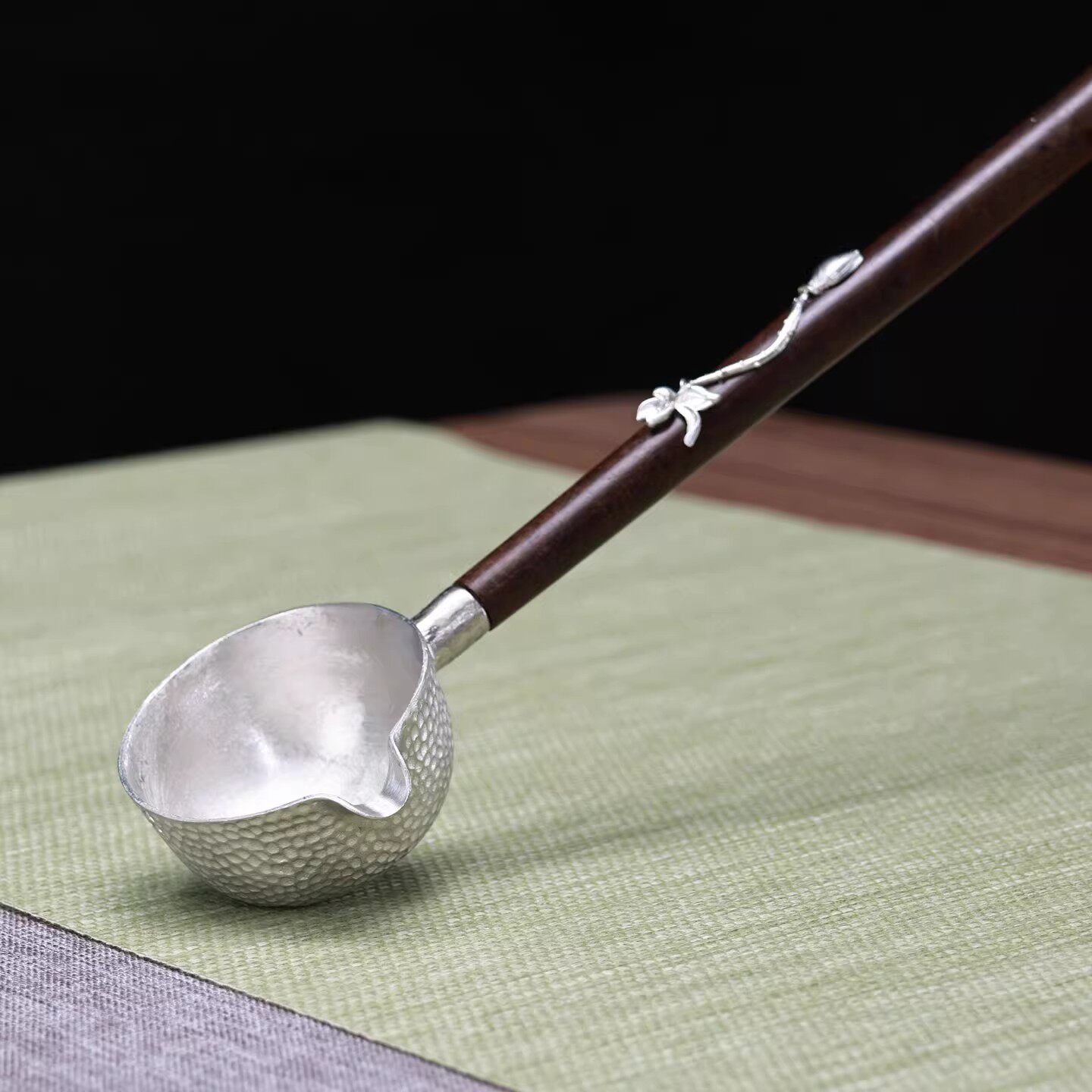 茶道配件长柄纯锡侧把竹子