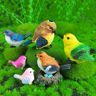 仿真小鸟摆件喜鹊花园庭院阳台园艺盆栽假山鱼池造景鸟窝小装饰品