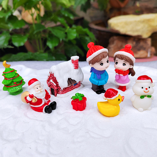 圣诞老人雪人麋鹿树圣诞节雪景造景装饰品桌面微景观摆件创意礼品