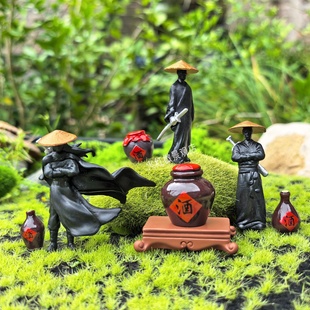 迷你古风江湖故人侠客人物摆件假山水陆缸盆景造景车载中控台装饰