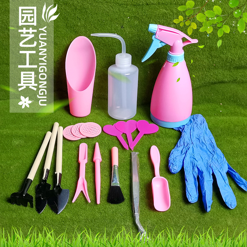 多肉植物种植工具组合套装迷你园艺工具三件套铲子浇水壶镊子气吹