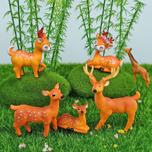 飾品仿真小動(dòng)物微景觀小擺件 小鹿長(zhǎng)頸鹿梅花鹿多肉盆栽假山造景裝