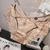 时尚 性感法式 蕾丝内裤 新款 女无痕包臀刺绣花边透气细带女士三角裤