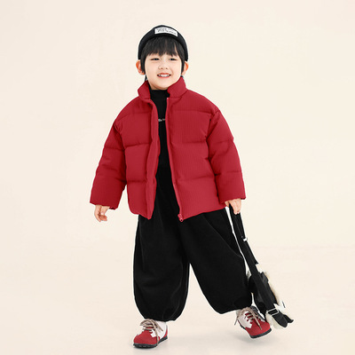 男童冬季加厚羽绒棉棉衣红色棉服