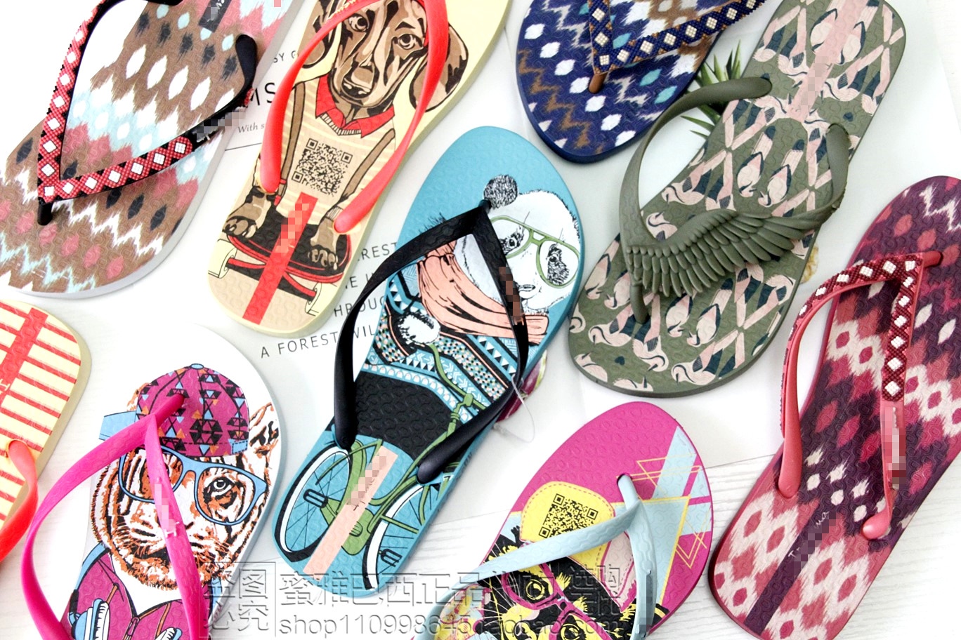 巴西正品软韧感印花平底人字拖