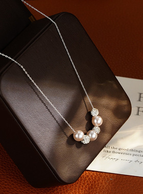 网络爆款曼塔玫瑰色珠珠吊坠项链简约气质轻奢锁骨链项链批发