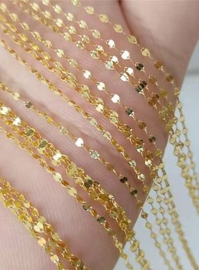 18K金色项链女AU750彩金黄金紫金玫瑰金项链嘴唇素链细款锁骨链