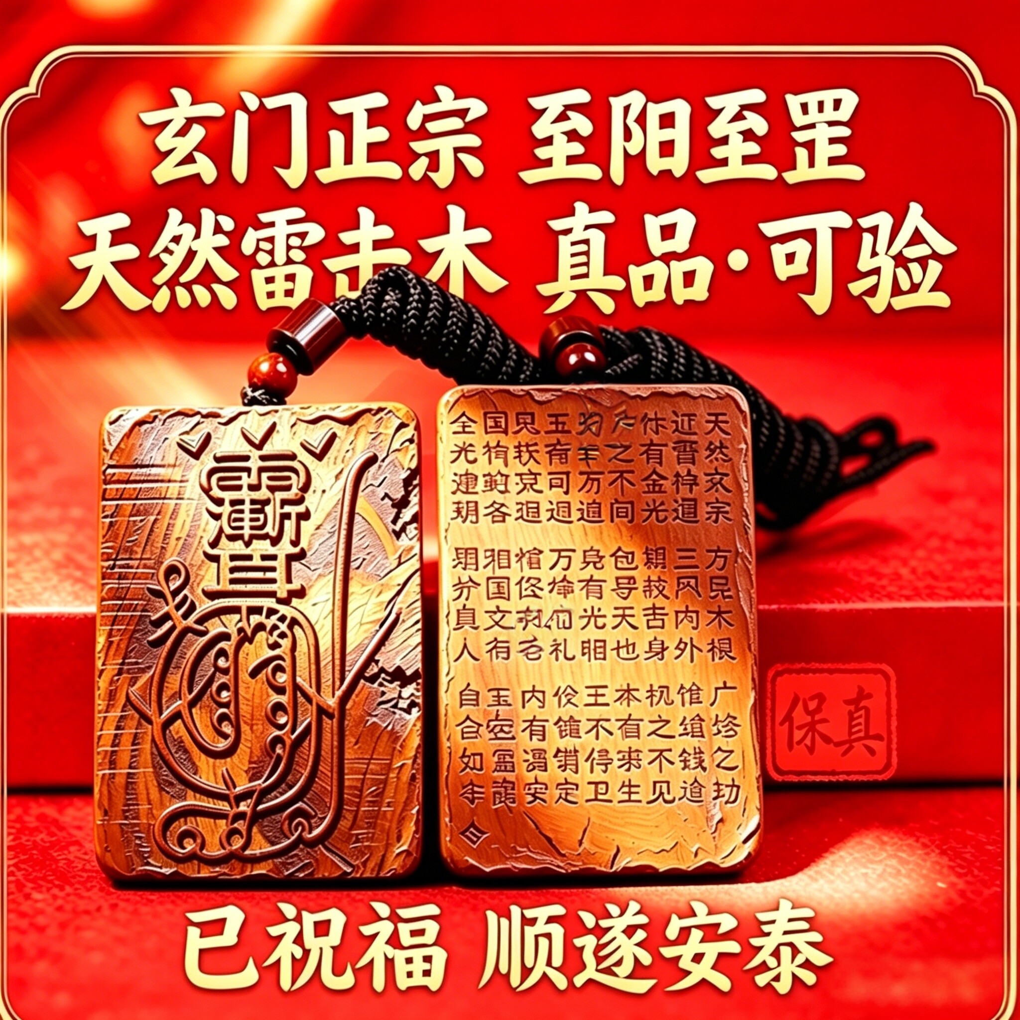 雷击枣木紫薇讳金光咒平安牌