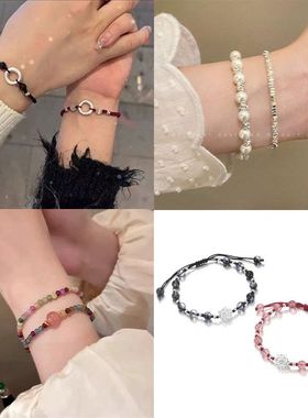 新中式复古彩色串珠手串女高级感国风轻奢手链小众精致简约款手饰