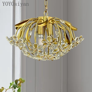 YOYO 客厅餐厅卧室玄关书房衣帽间 轻奢简约全铜南瓜水晶花朵吊灯