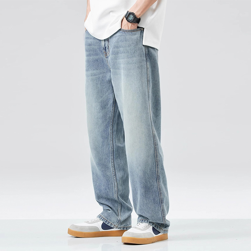 天丝牛仔裤男直筒宽松阔腿休闲裤