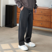 加绒加厚重磅卫裤 子男 显瘦百搭宽松直筒休闲裤 男士 秋冬加绒弯刀裤