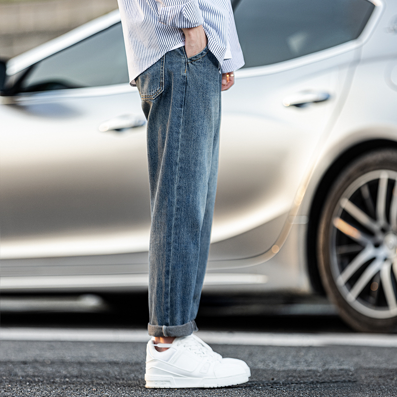 直筒牛仔裤男宽松锥形裤弹力