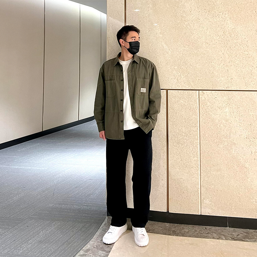 阳光干净男生穿搭工装夹克春秋纯棉开衫上衣日系秋冬加绒外套男士