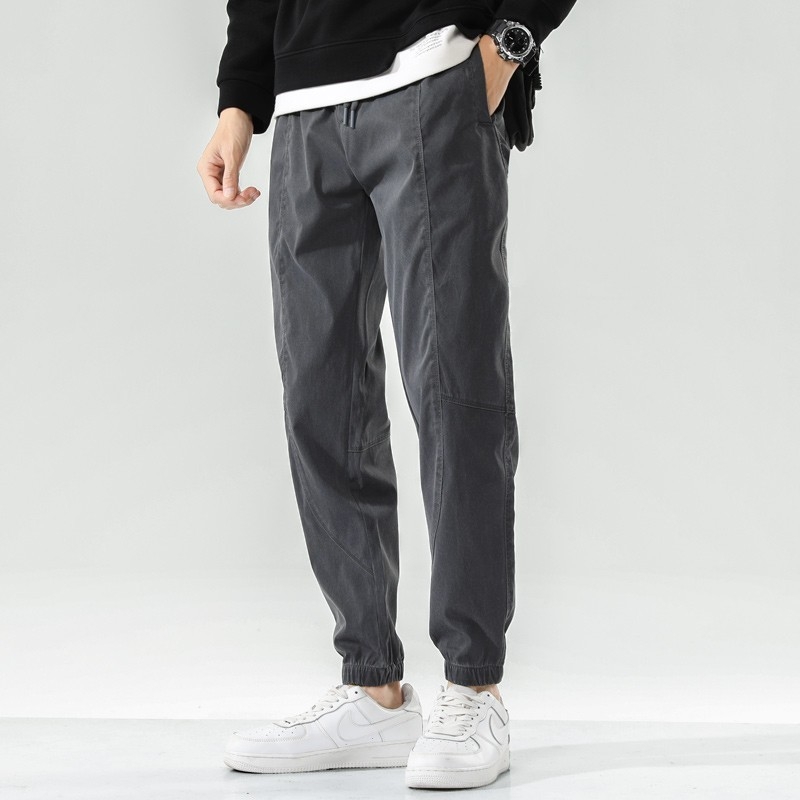 直筒工装裤男士束脚宽松男裤抽绳