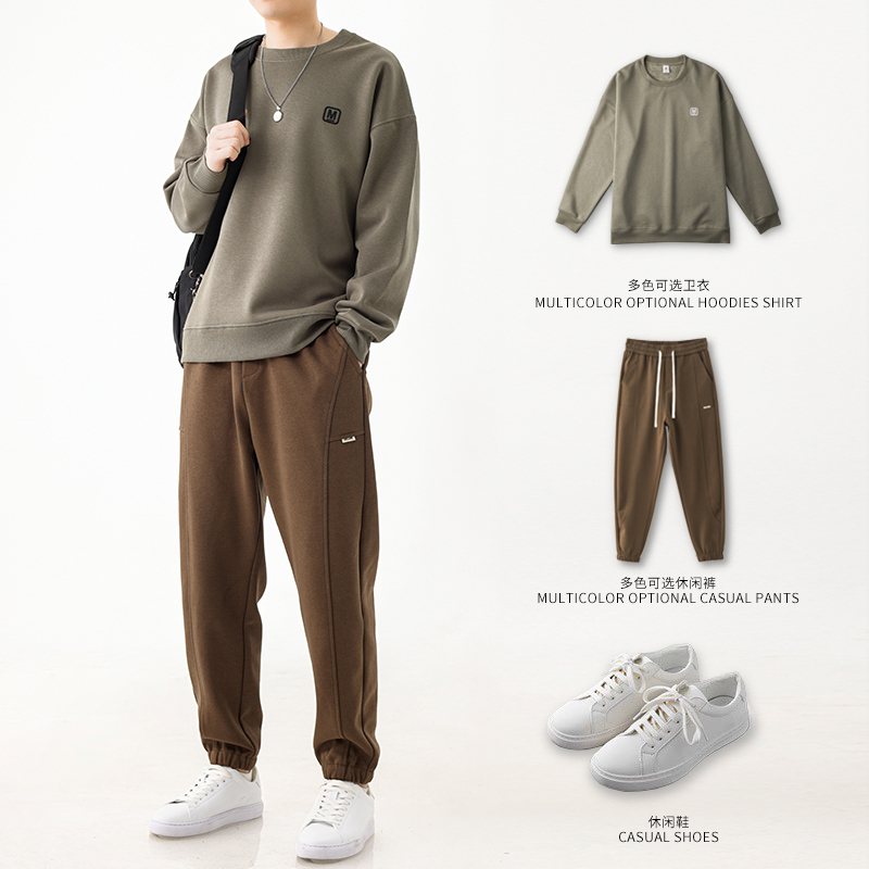 卫衣男士圆领重磅美式套头打底衫