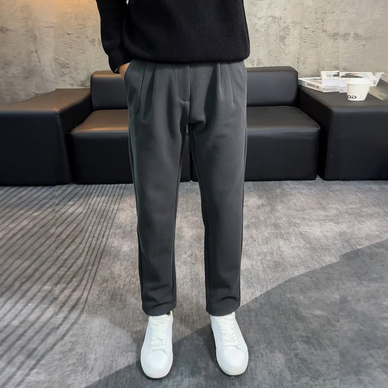 重磅潮牌加绒卫裤男春秋轻奢加厚休闲裤垂感抗皱时尚潮流保暖长裤